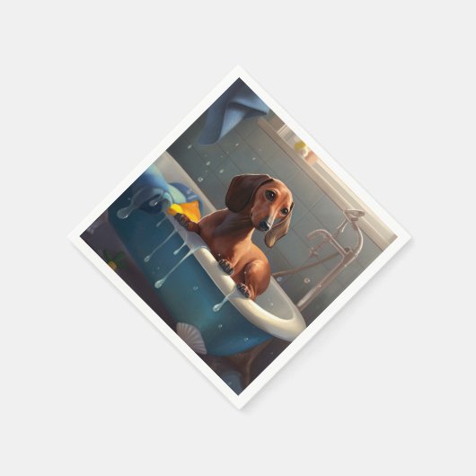 Dackel Bathtime Fun Serviette (Ecke)
