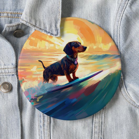 Dackel Beach Surf Malerei Button (Beispiel)