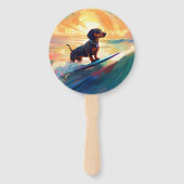 Dackel Beach Surf Malerei Fächer (Rückseite)