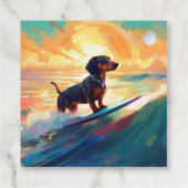 Dackel Beach Surf Malerei Geschenkanhänger (Rückseite)