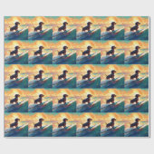 Dackel Beach Surf Malerei Geschenkpapier (Flach)