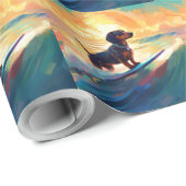 Dackel Beach Surf Malerei Geschenkpapier (Rolleneckpunkt)