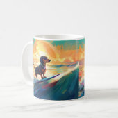 Dackel Beach Surf Malerei Kaffeetasse (Vorderseite Links)