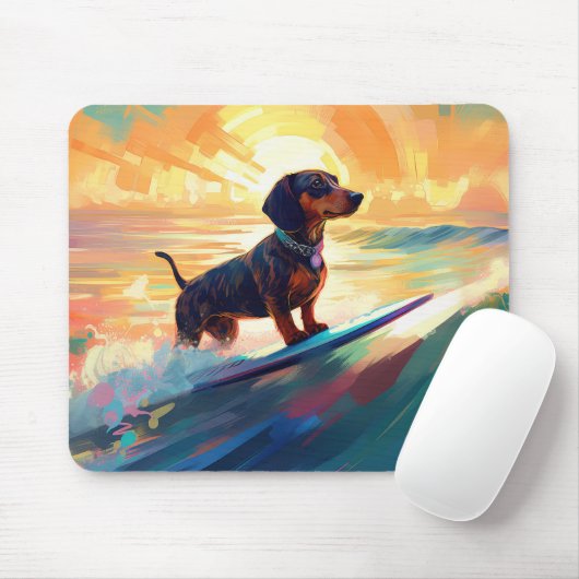 Dackel Beach Surf Malerei Mousepad (Mit Mouse)