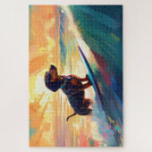 Dackel Beach Surf Malerei Puzzle (Vertikal)