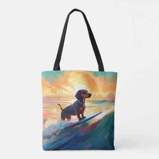 Dackel Beach Surf Malerei Tasche (Rückseite)