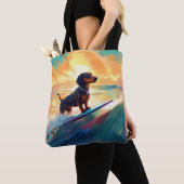Dackel Beach Surf Malerei Tasche (Von Nahem)