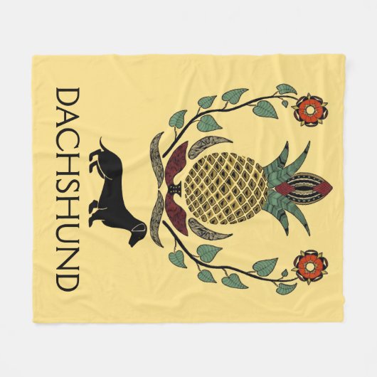 Dackel Begrüßungspflanze Fleecedecke (Vorderseite (Horizontal))