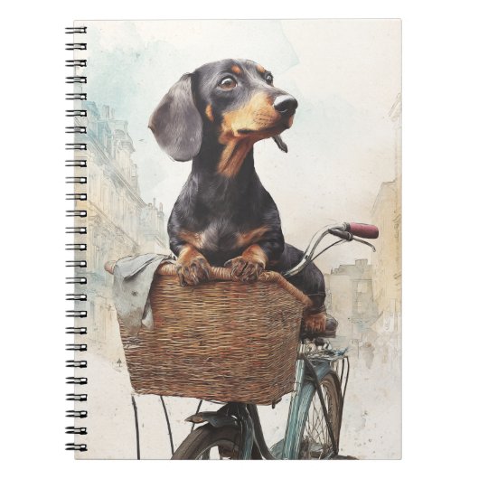 Dackel Bicycle Basket Notebook Notizblock (Vorderseite)