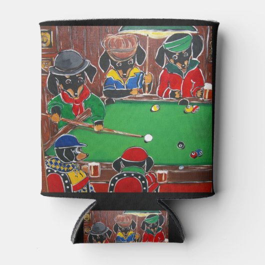 Dackel Billiards Dosenkühler (Vorderseite)