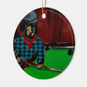 DACKEL BILLIARDS KERAMIK ORNAMENT (Links)