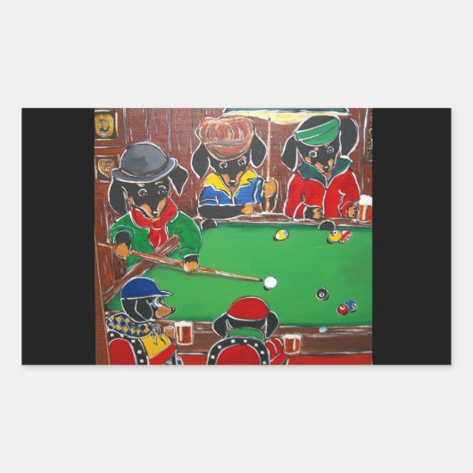 DACKEL BILLIARDS RECHTECKIGER AUFKLEBER (Vorderseite)