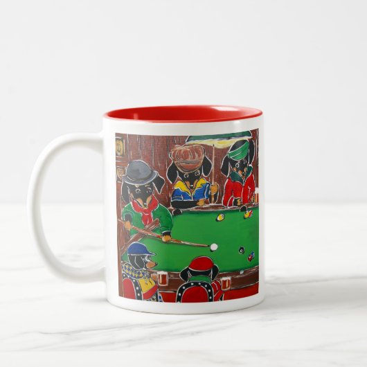 Dackel Billiards Zweifarbige Tasse (Links)