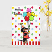 Dackel Birthday Cartoon Balloons Karte (Gelbe Blume)