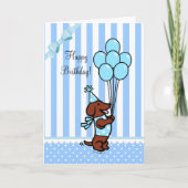 Dackel Birthday Cartoon Balloons Karte (Vorderseite)
