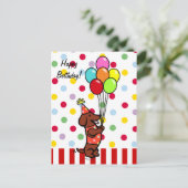 Dackel Birthday Cartoon Balloons Postkarte (Stehend Vorderseite)