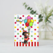 Dackel Birthday Cartoon Balloons Postkarte (Stehend Vorderseite)