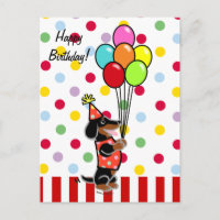 Dackel Birthday Cartoon Balloons