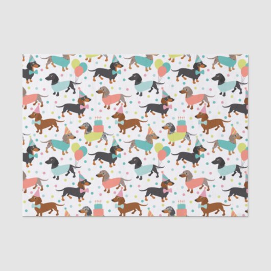 Dackel Birthday Tissue Paper Seidenpapier (Vorderseite)