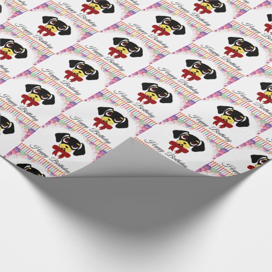 Dackel Black and Tan Geburtstag Geschenkpapier (Ecke)