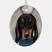 Dackel Black and Tan Keramik Ornament (Rechts)