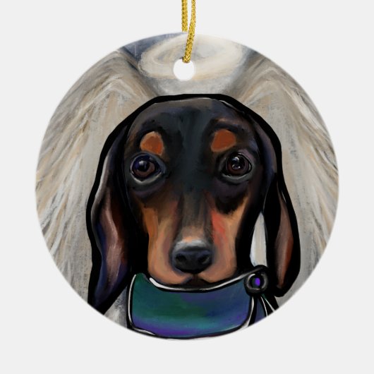 Dackel Black and Tan Keramik Ornament (Vorne)