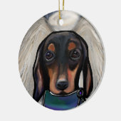 Dackel Black and Tan Keramik Ornament (Links)