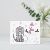 Dackel Black & Snowman Postkarte (Stehend Vorderseite)