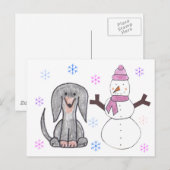 Dackel Black & Snowman Postkarte (Vorne/Hinten)