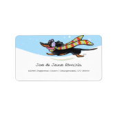 Dackel "Black Tan" Cold Run Winter Adressaufkleber (Vorne)