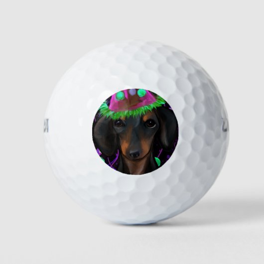 Dackel Black & Tan Golfball (Vorderseite)