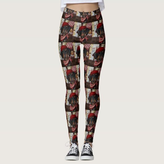 Dackel Black & Tan Leggings (Vorderseite)