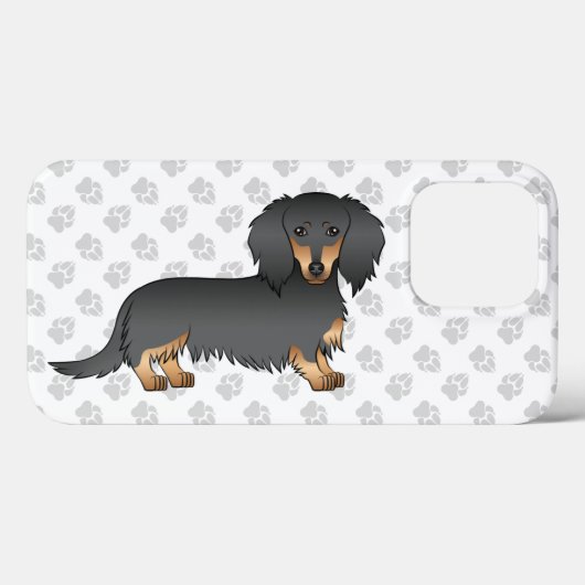 Dackel "Black & Tan Long Hair" Case-Mate iPhone Hülle (Rückseite (Horizontal))