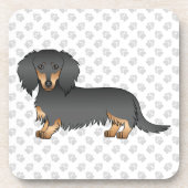 Dackel "Black & Tan Long Hair" Getränkeuntersetzer (Vorderseite)
