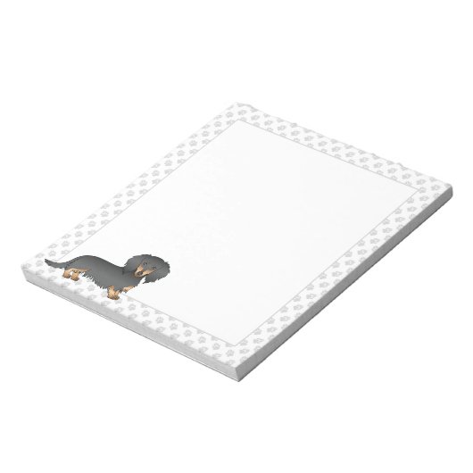 Dackel "Black & Tan Long Hair" Notizblock (Rotiert)