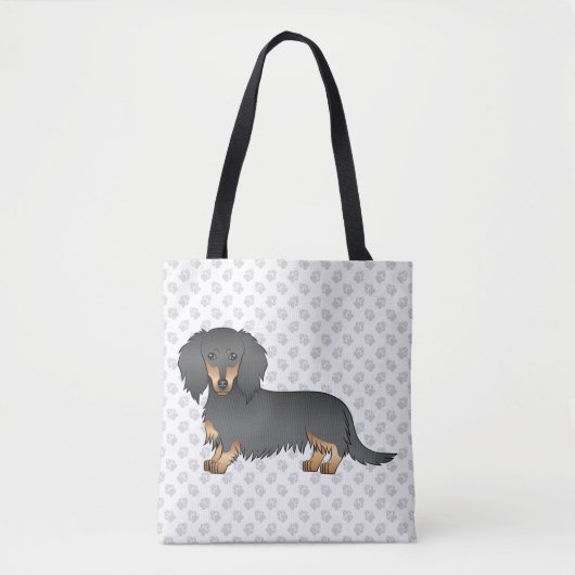 Dackel "Black & Tan Long Hair" Tasche (Vorderseite)