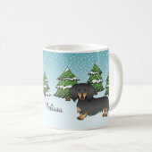 Dackel Black & Tan Long Hair - Winterwald Kaffeetasse (VorderseiteRechts)