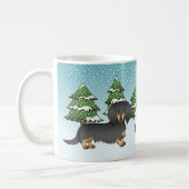 Dackel Black & Tan Long Hair - Winterwald Kaffeetasse (Links)