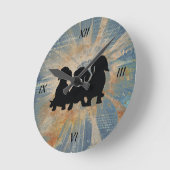 Dackel Blue Gold Deutsche Print Wall Clock Runde Wanduhr (Winkel)