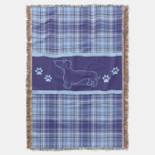 Dackel Blues Kariert Throw Blanket Decke (Vorderseite Vertikal)