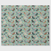 Dackel Blumenzwerg Vintage Blumenzwerge Geschenkpapier (Flach)