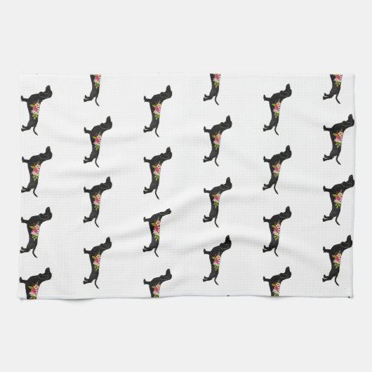 Dackel Bohemische Silhouette Geschirrtuch (Horizontal)