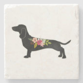 Dackel Bohemische Silhouette Steinuntersetzer (Vorderseite)