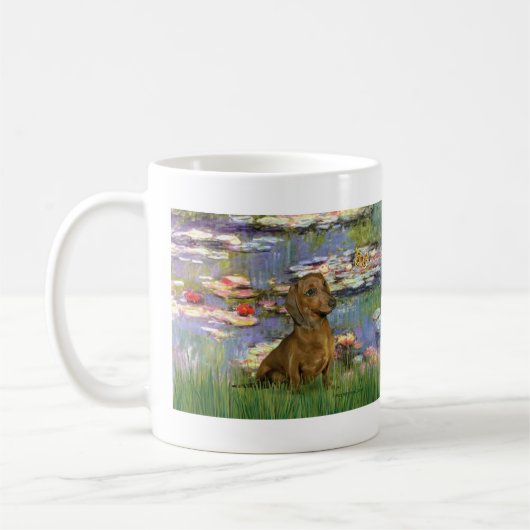 Dackel (braun1) - Lilien 2 Kaffeetasse (Links)