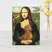 Dackel (braun1) - Mona Lisa Karte (Gelbe Blume)