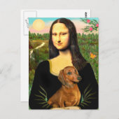 Dackel (braun1) - Mona Lisa Postkarte (Vorne/Hinten)
