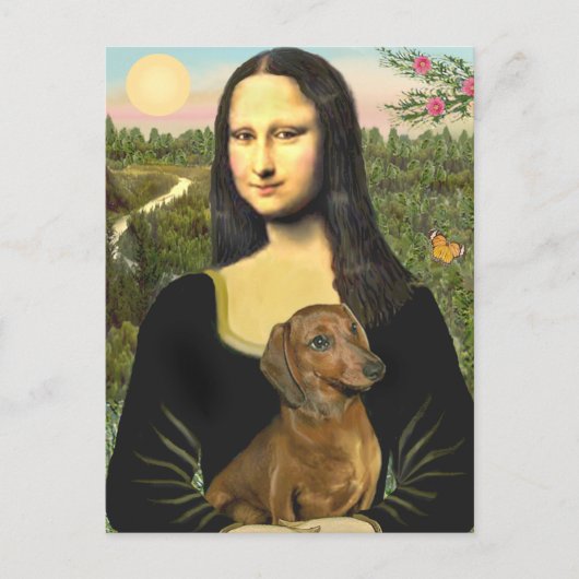 Dackel (braun1) - Mona Lisa Postkarte (Vorderseite)