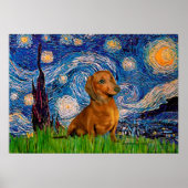 Dackel (braun1) - Starry Night Poster (Vorne)