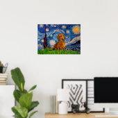Dackel (braun1) - Starry Night Poster (Heimbüro)
