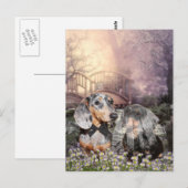 Dackel Braut und Bräutigam Postkarte (Vorne/Hinten)